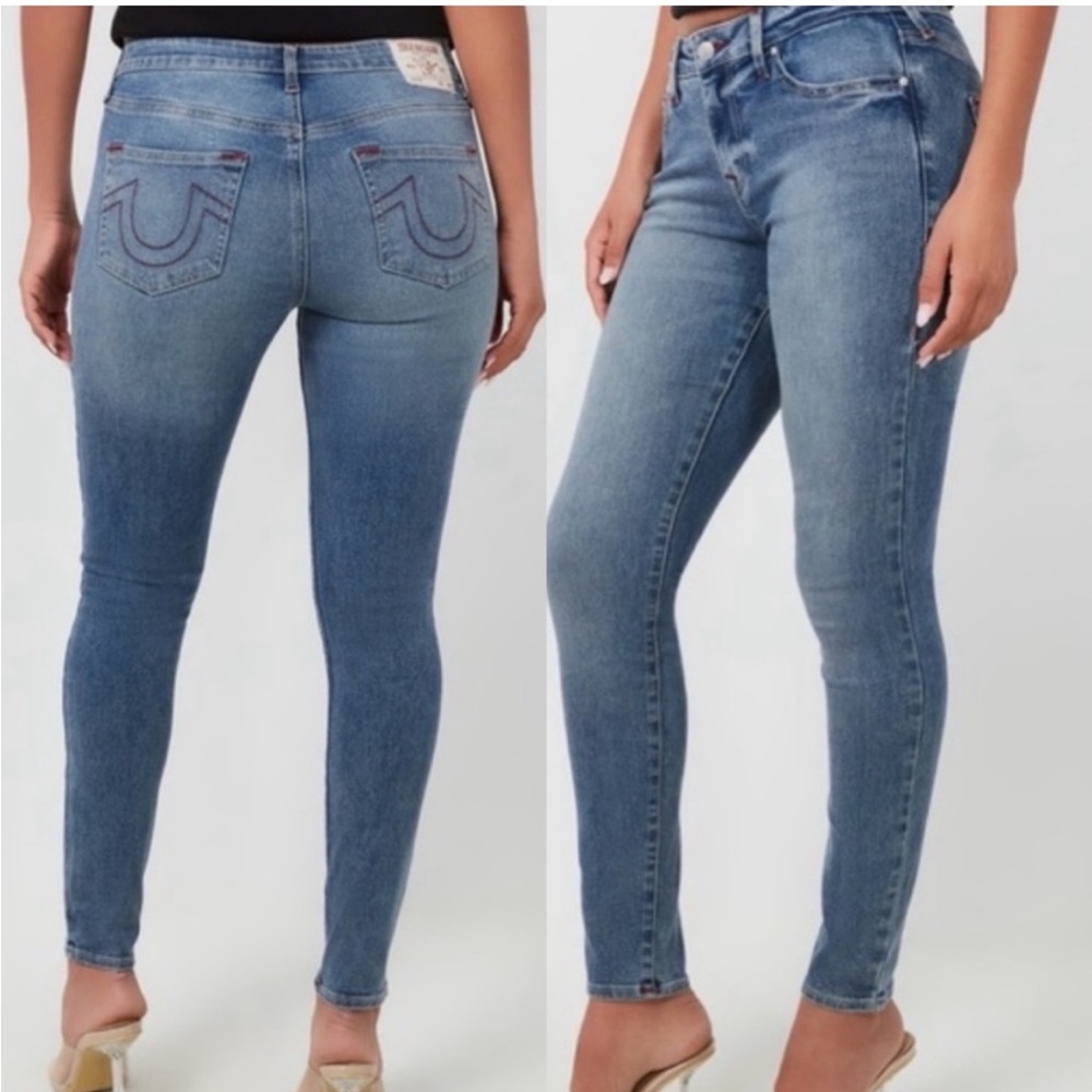 True Religion Jennie Mid Rise Curvy Skinny Jean in Maze Runner